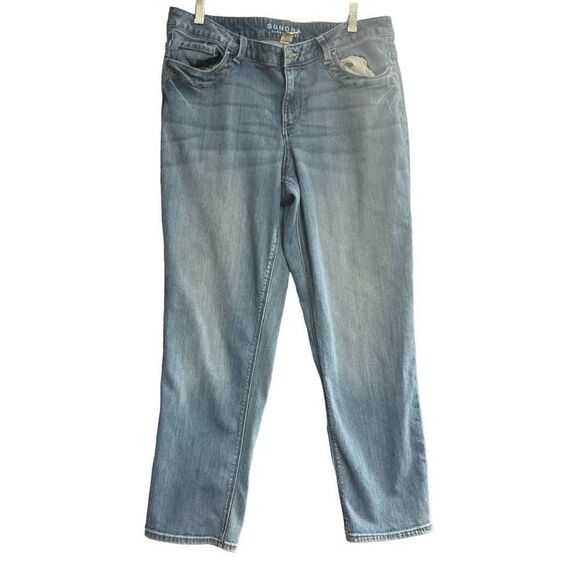 SONOMA Women’s Jeans Size 12 Blue Modern Fit Cropped Inseam 26” Distressed - Picture 1 of 12